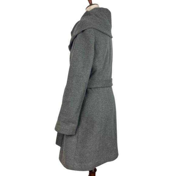 TAHARI Wool Blend Belted Shawl Collar Coat, Jacket in Grey - Picture 8 of 11